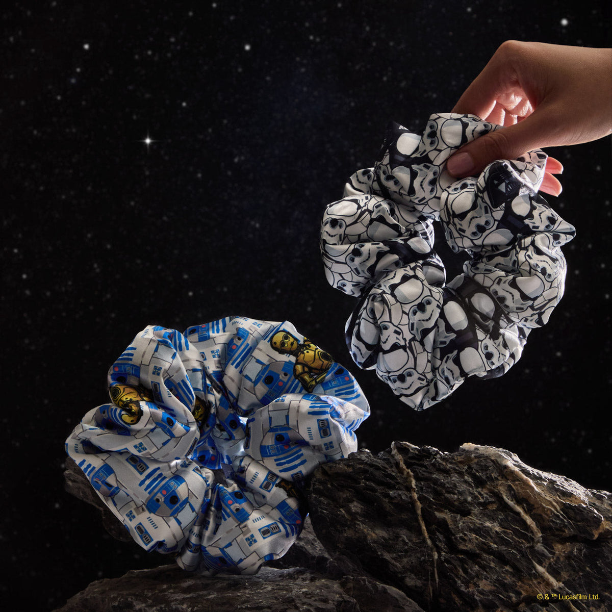 Star Wars™ & Kitsch Satin Pillow Scrunchies® in R2-D2 & Stormtroopers
