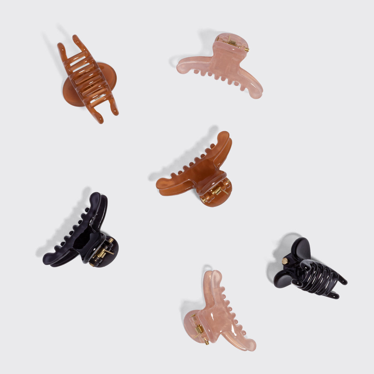 Soft Pink, Mocha & Black Mini Arched Clips 6pc Set