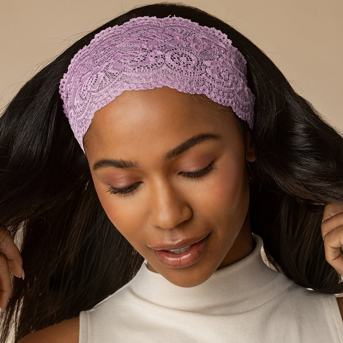 Cherry Lacquer & Dusty Pink Wide Lace Headbands 2pc Set