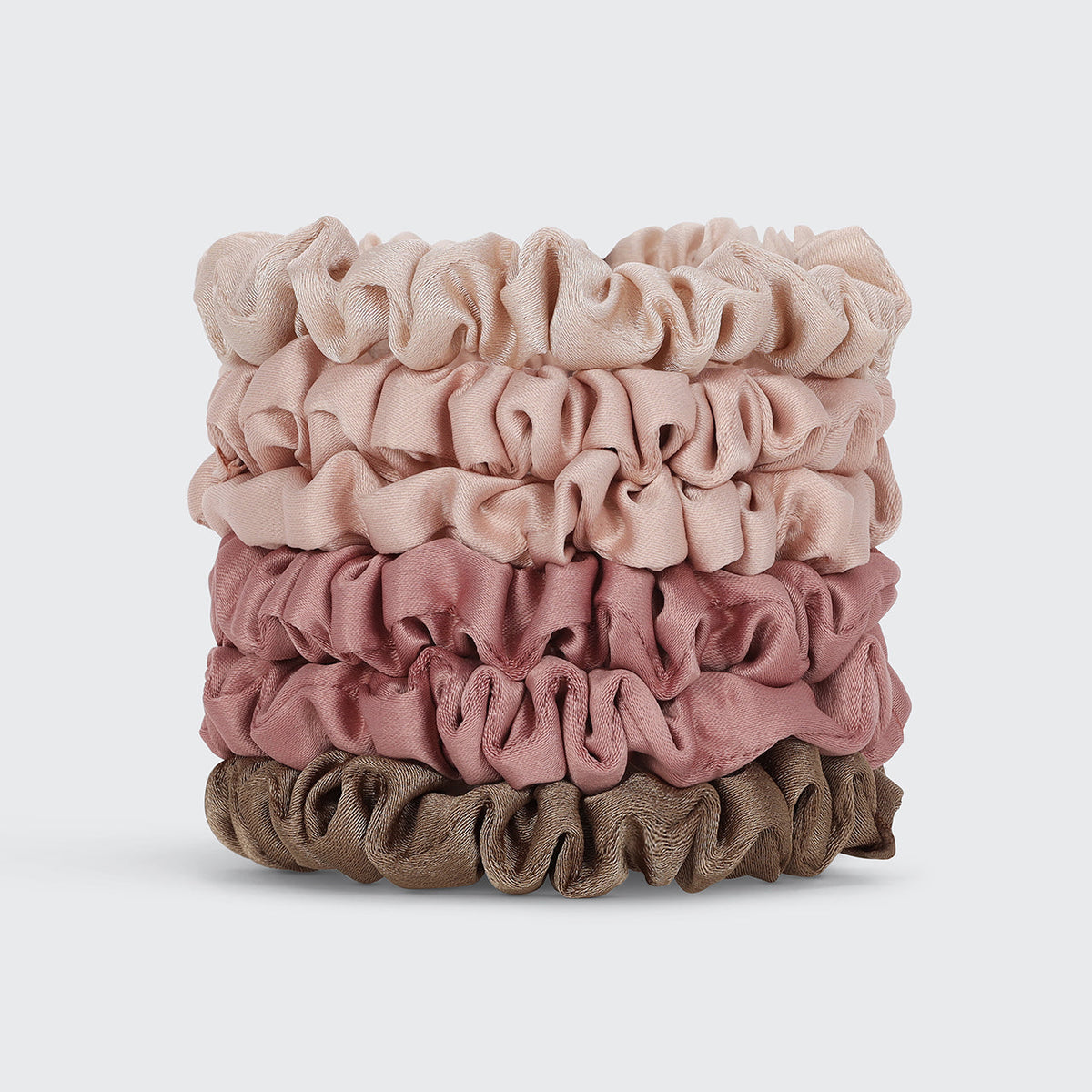 Terracotta Ultra Petite Satin Scrunchies 6pc Set