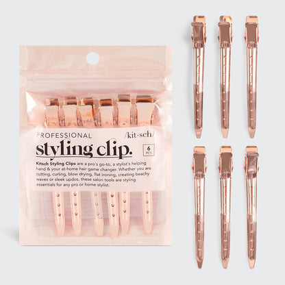 Rose Gold Styling Hair Clips 6pc Set