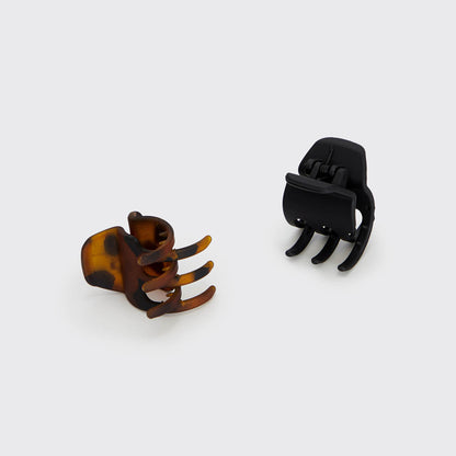 Black & Tort Claw Clips 2pc Set - Medium
