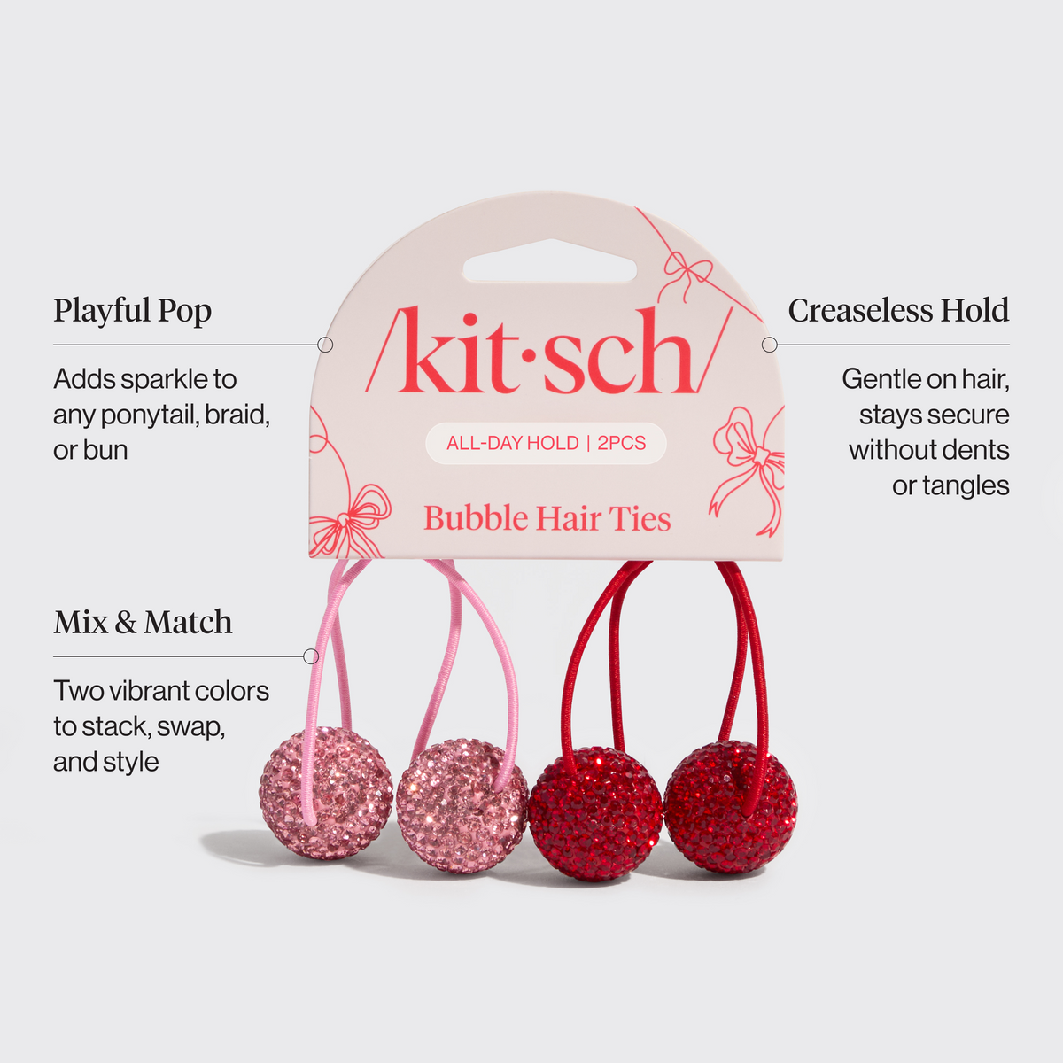 Red & Pink Bubble Hair Ties