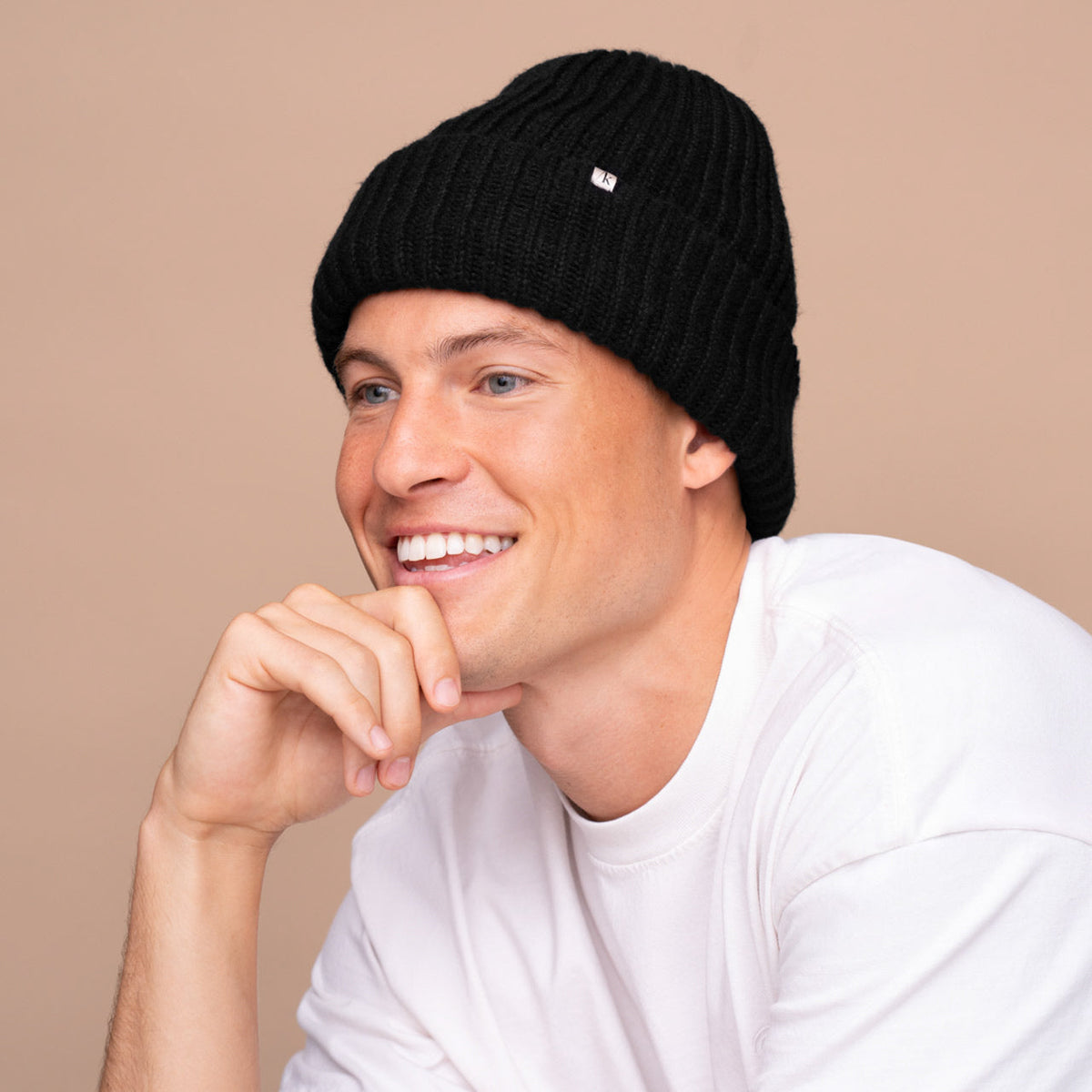 Glazey™ Satin-Lined Beanie in Black