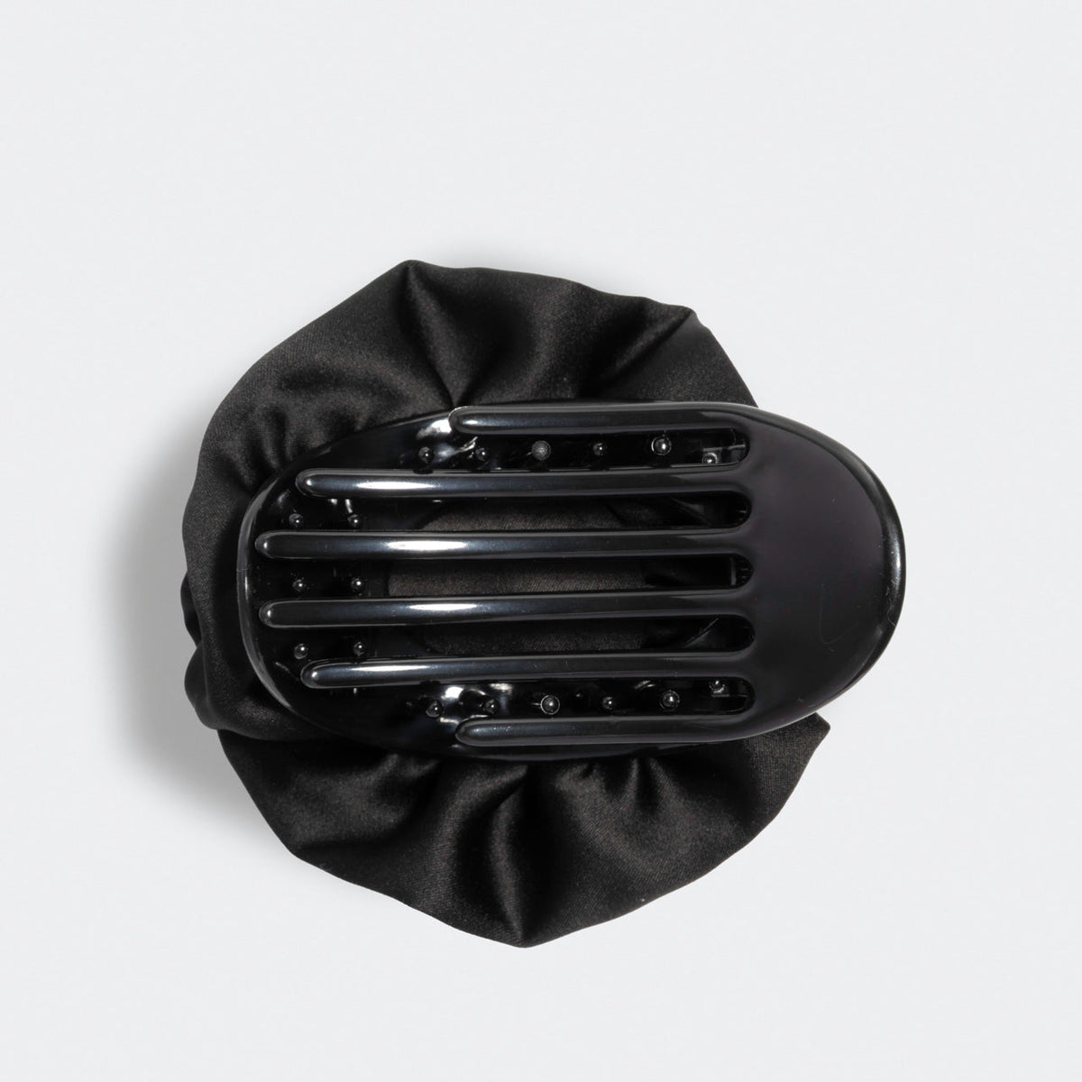 Satin Rosette Flat Cloud Clip in Black - Medium