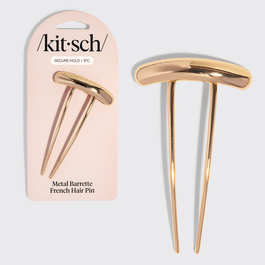 Gold Metal Barrette French Hair Pin - Mini