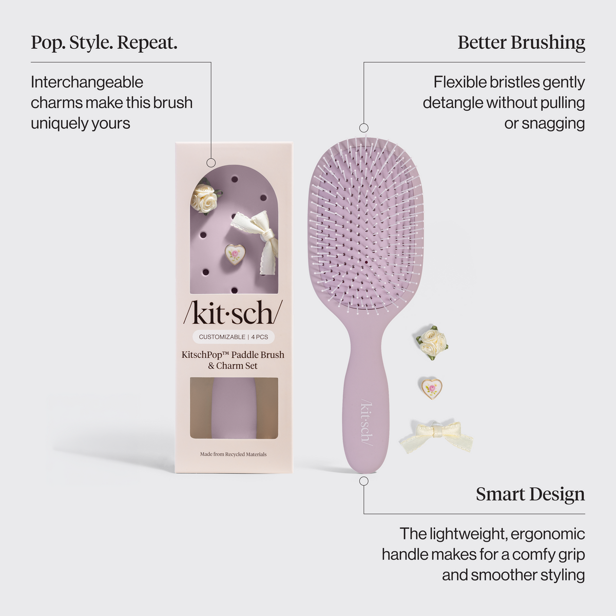 KitschPop™️ Paddle Brush in Soft Violet