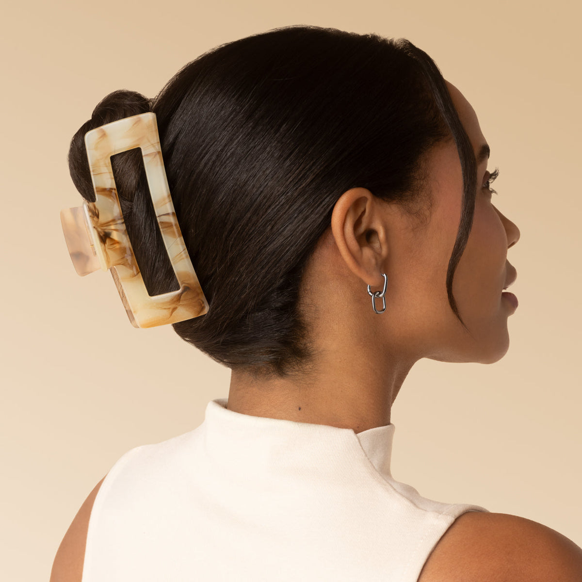 Chocolate Marble Open Shape Claw Clip - Jumbo
