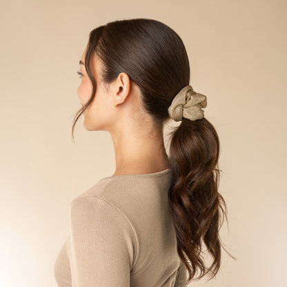 Cream & Gold Metallic Mesh and Satin Scrunchies 2pc Set