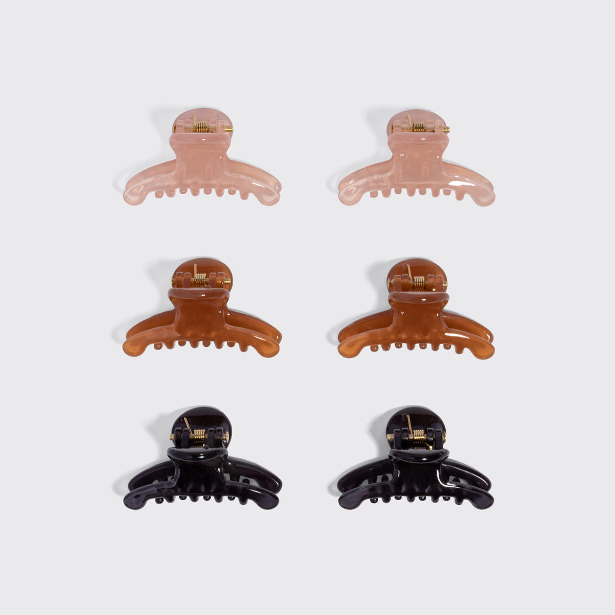 Soft Pink, Mocha & Black Mini Arched Clips 6pc Set