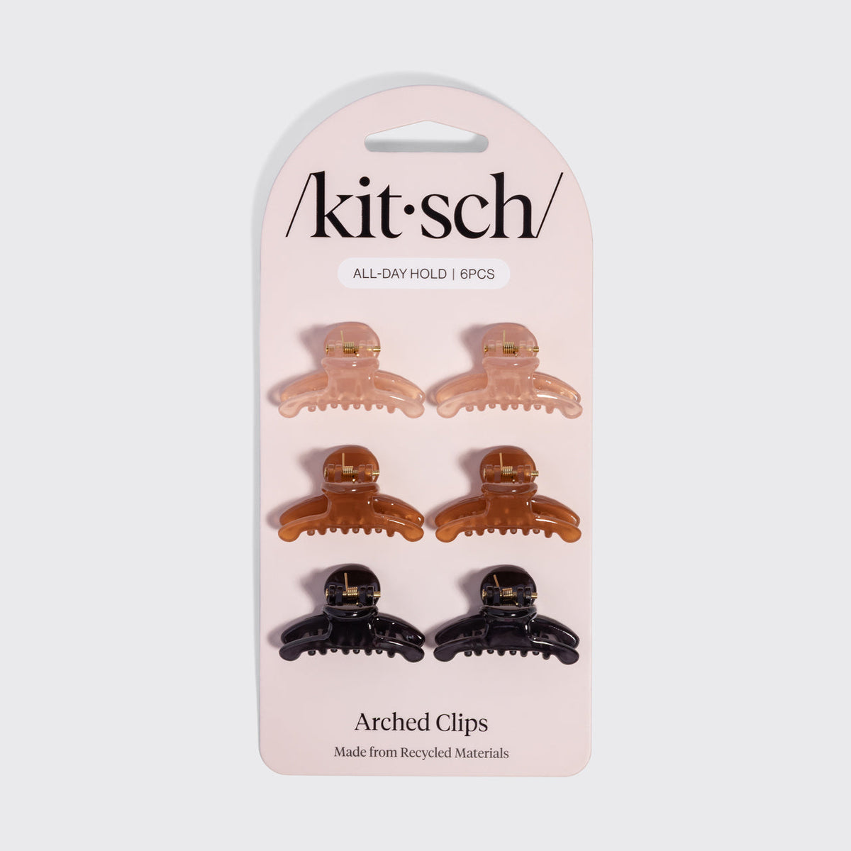 Soft Pink, Mocha & Black Mini Arched Clips 6pc Set