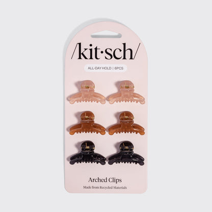 Soft Pink, Mocha & Black Mini Arched Clips 6pc Set
