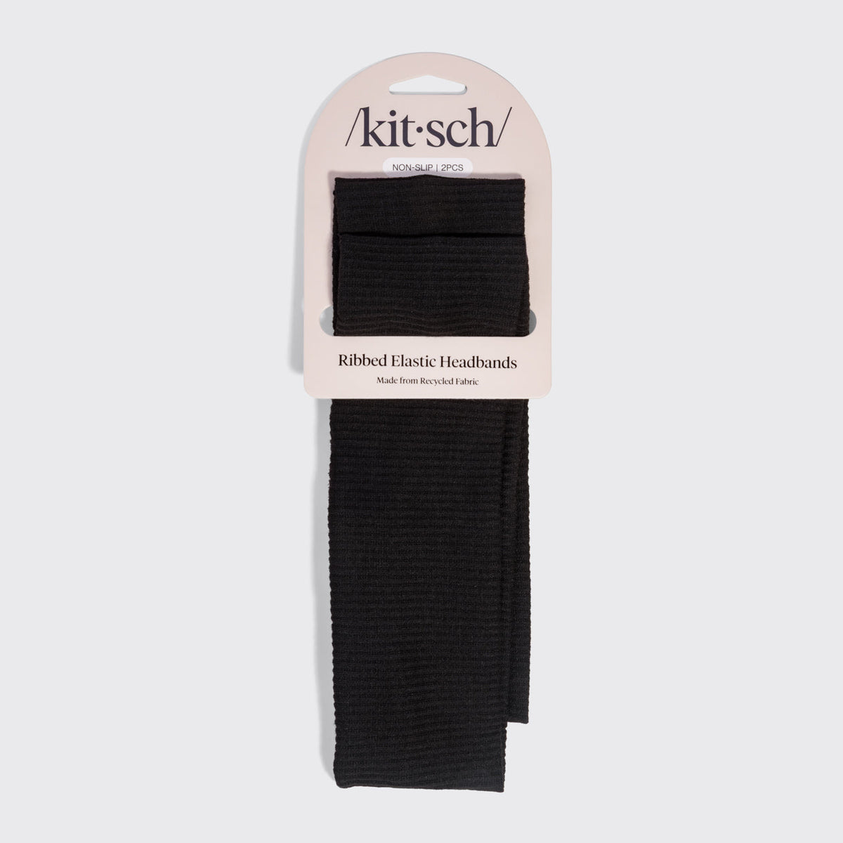 Black Ribbed Elastic Headbands 2pc Set