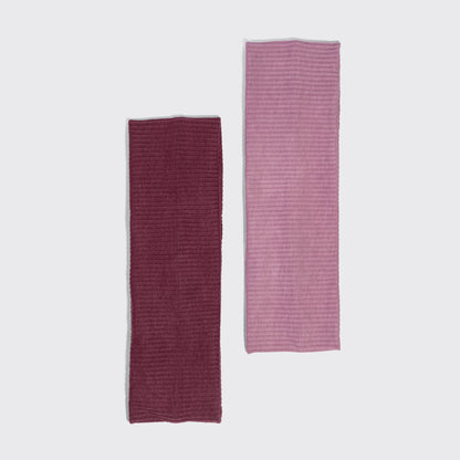 Dusty Pink & Cherry Lacquer Ribbed Elastic Headbands 2pc Set