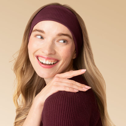Dusty Pink & Cherry Lacquer Ribbed Elastic Headbands 2pc Set