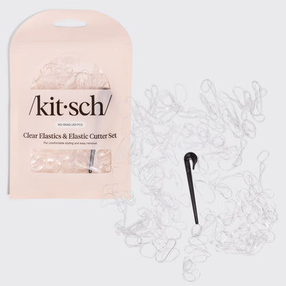 Clear & Black No-Snag Elastics 200pcs & Cutter Set