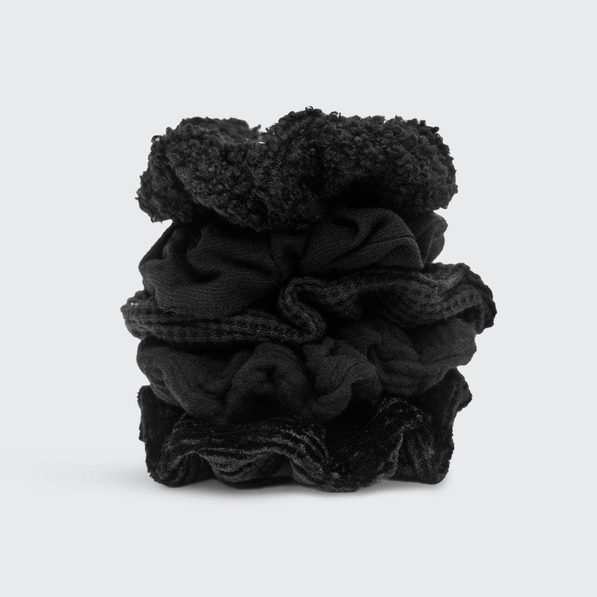 Assorted Textured Scrunchies in Black