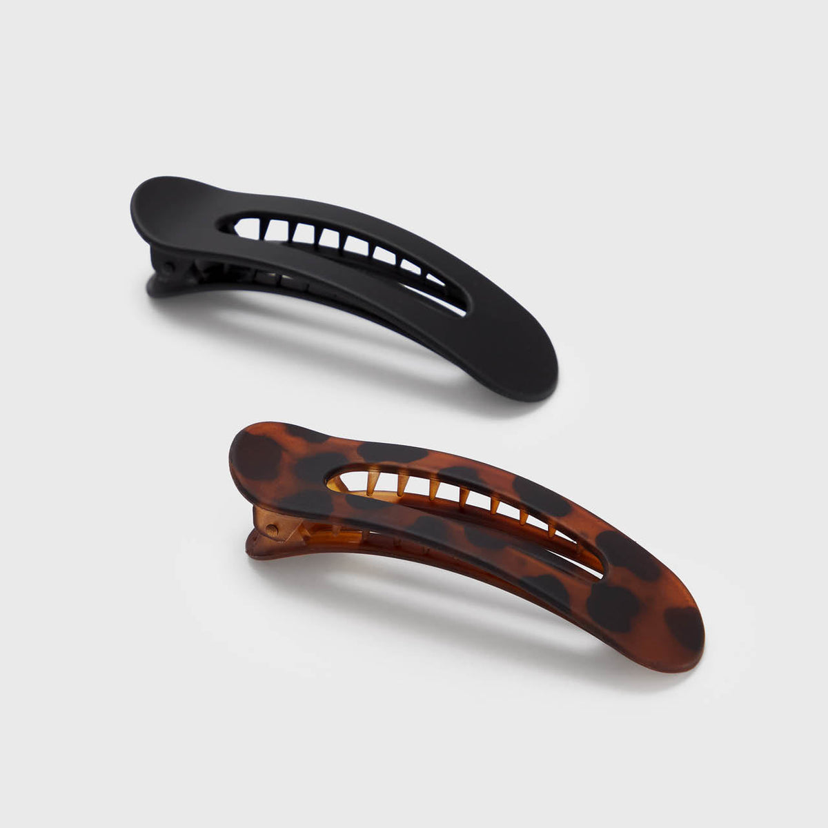 Black & Tort Flat Lay Claw Clips 2pc Set