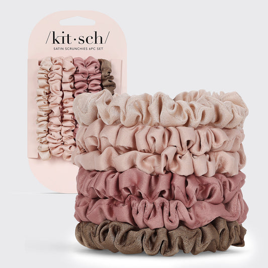 Terracotta Ultra Petite Satin Scrunchies 6pc Set