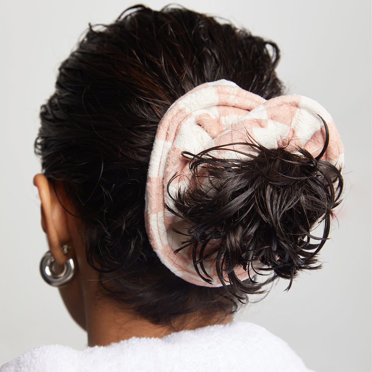 Terracotta Checker Microfiber Towel Scrunchies 2pc Set