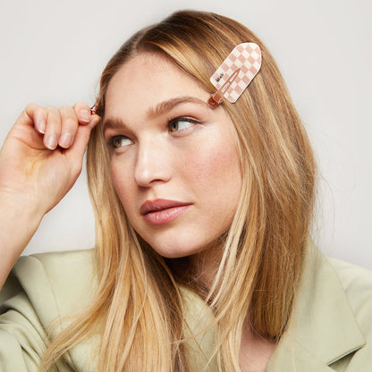 XL Terracotta Checker Creaseless Clips 2pc Set