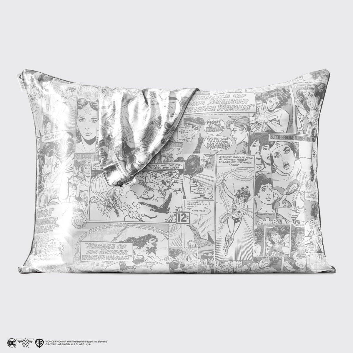 Kitsch x Wonder Woman Satin Pillowcase in Comic Print
