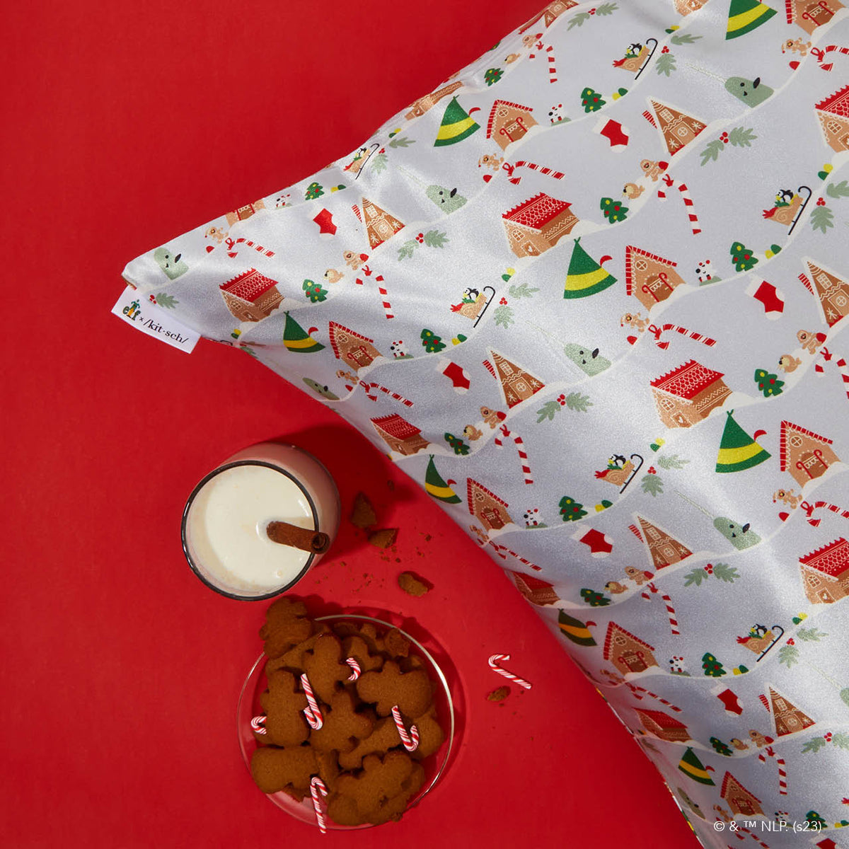 Kitsch x elf Satin Pillowcase in Periwinkle Christmas - King