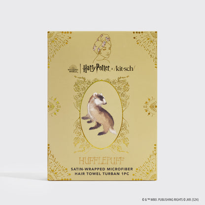 Kitsch x Harry Potter Satin Wrapped Hair Towel in Hufflepuff