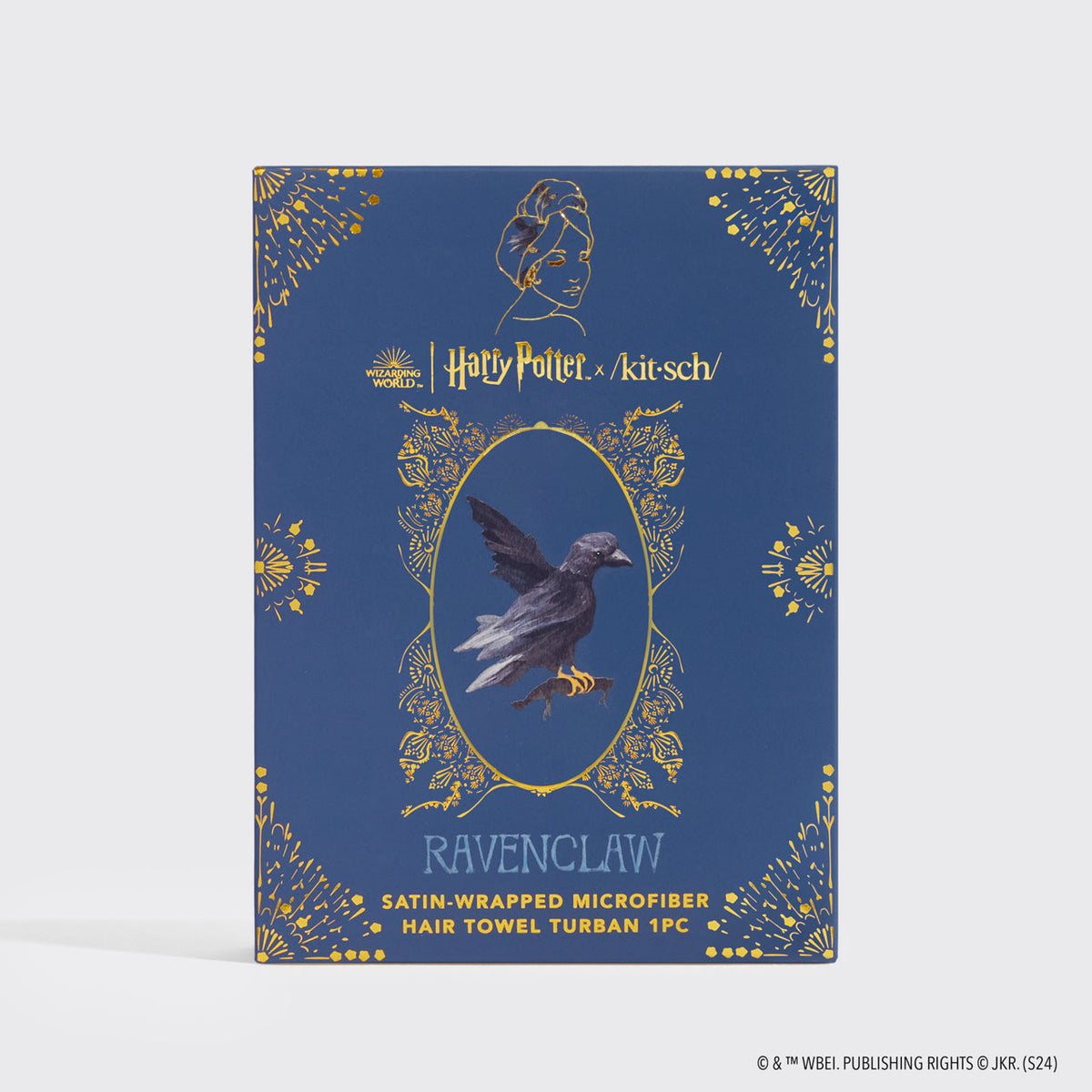 Kitsch x Harry Potter Satin Wrapped Hair Towel in Ravenclaw