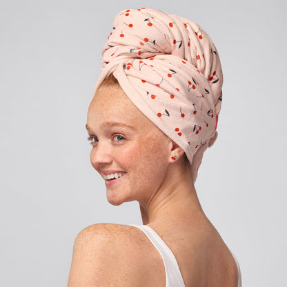 Cherry Print XL Hair Towel Wrap