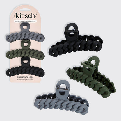 Black & Moss Chain Claw Clips 3pc Set
