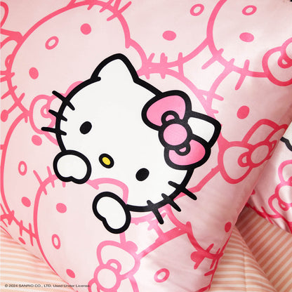 Kitsch x Hello Kitty Satin Pillowcase in Pink Hello Kitty Faces